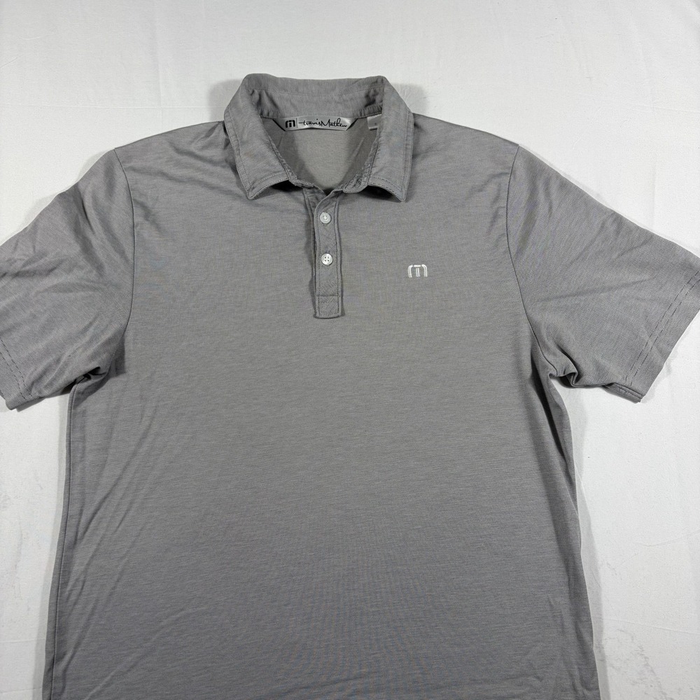TravisMathew Mens Gray Polo Shirt Size S Pima Cotton Blend Golf Short Sleeve